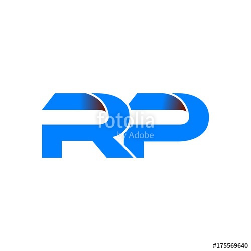 500x500 Rp Logo Initial Logo Vector Modern Blue Fold Style Stock Image