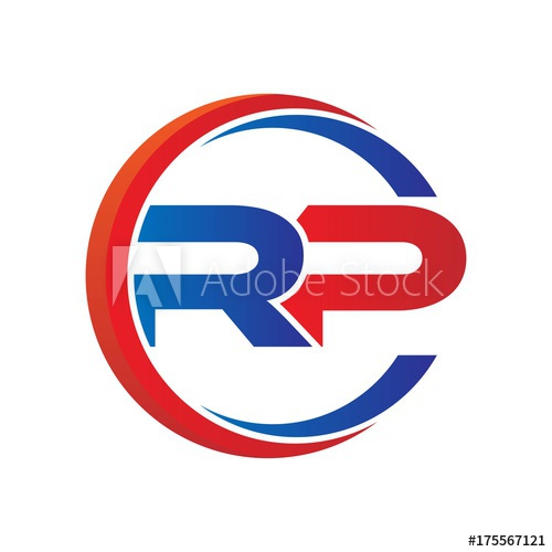 500x500 Rp Logo Vector Modern Initial Swoosh Circle Blue And Red