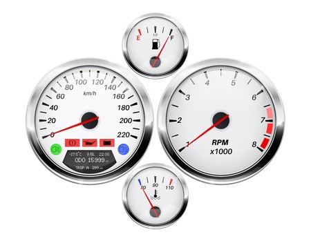 450x346 Car Dashboard Speedometer, Tachometer, Fuel And Temperature Gauge