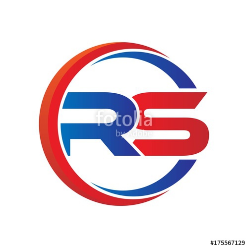 500x500 Rs Logo Vector Modern Initial Swoosh Circle Blue And Red Stock