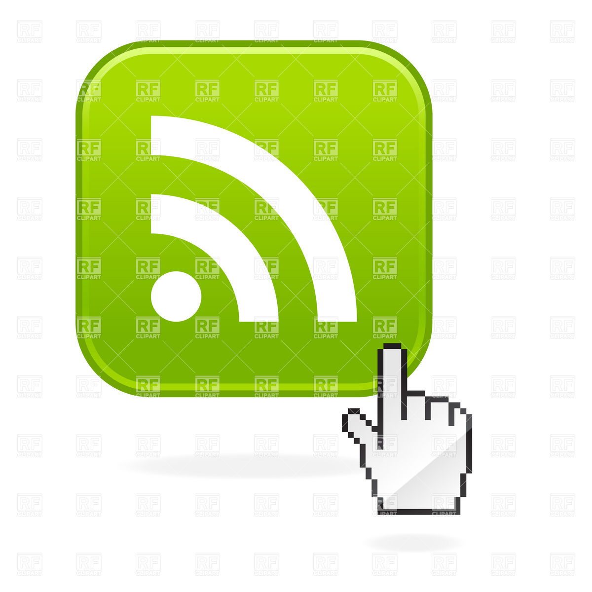 1200x1200 Green Rss Icon With Cursor Hand Vector Image Of Signs, Symbols