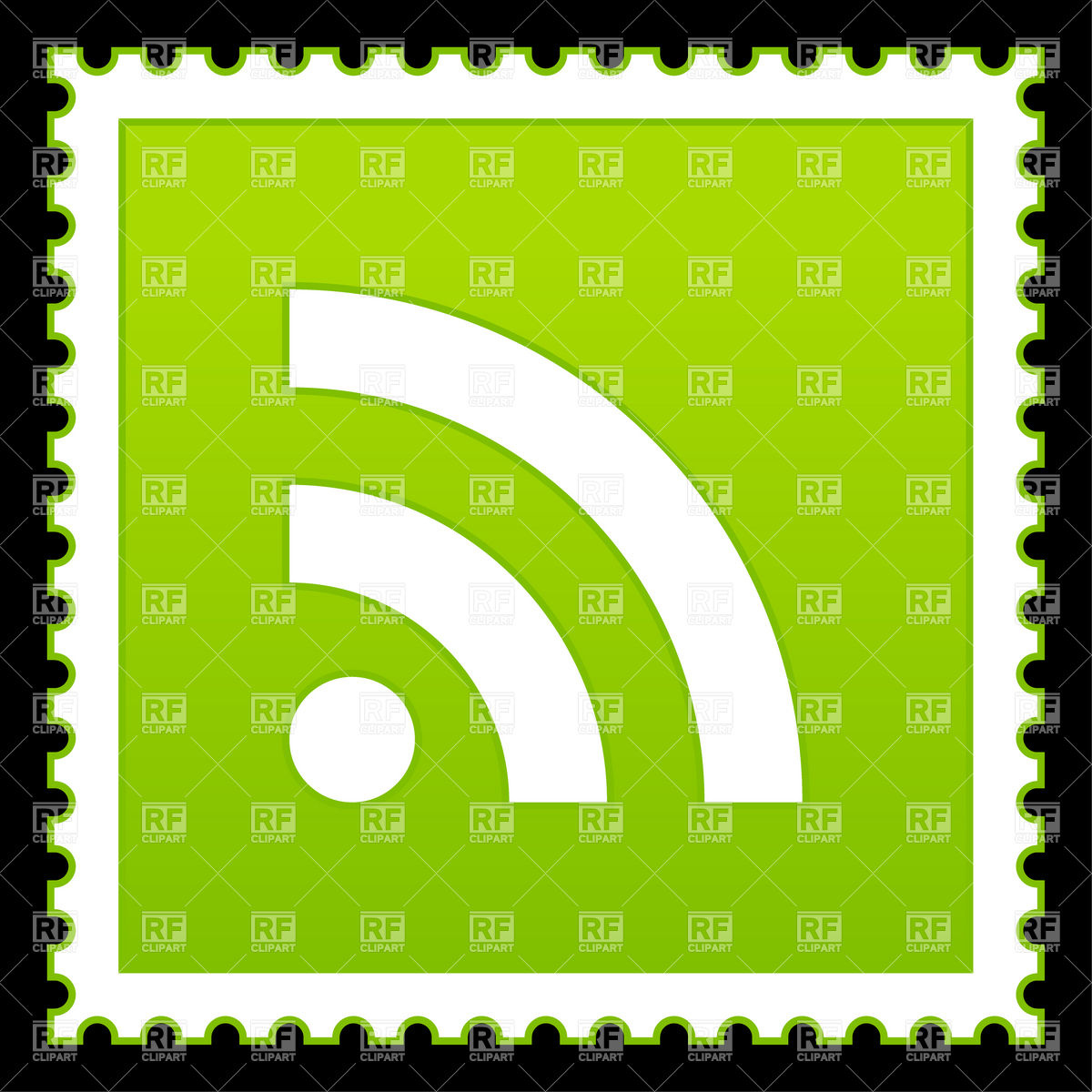 1200x1200 Rss Symbol On Green Postage Stamp Vector Image Of Signs, Symbols