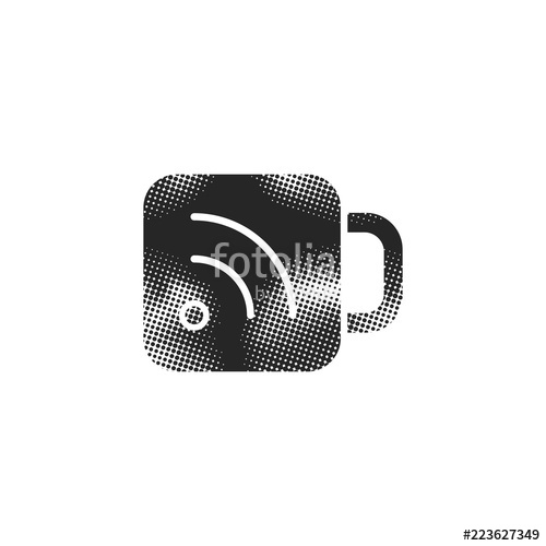 500x500 Cup Icon With Rss Symbol In Grunge Texture Vintage Style Vector