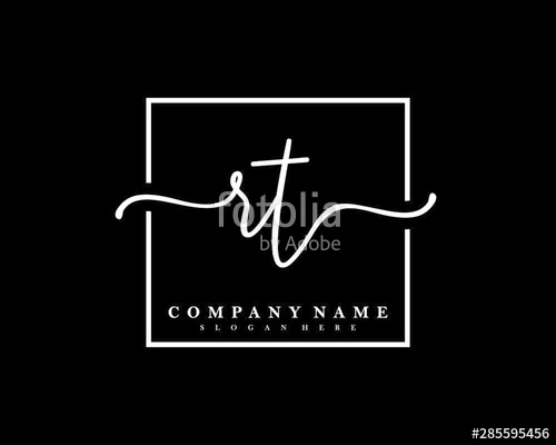 500x400 Rt Initial Handwriting Square Minimalist Logo Vector Stock Image