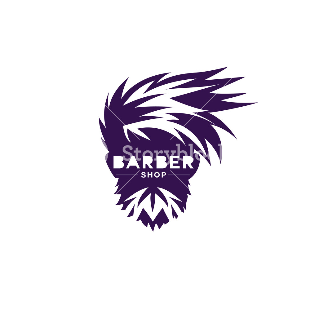 1000x1000 Violet And White Barber Shop Logo Vector Illustration Royalty Free