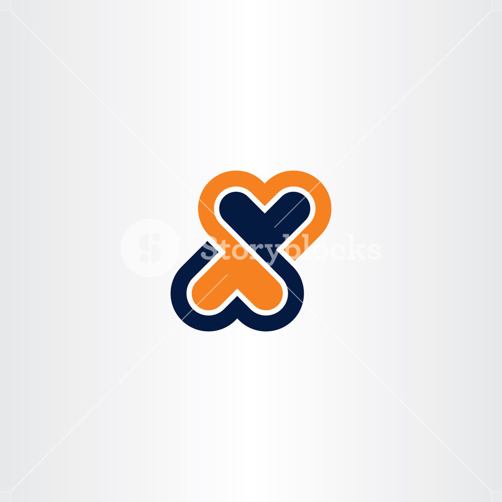 1000x1000 Letter X Orange Dark Blue Logo Vector Symbol Royalty Free Stock