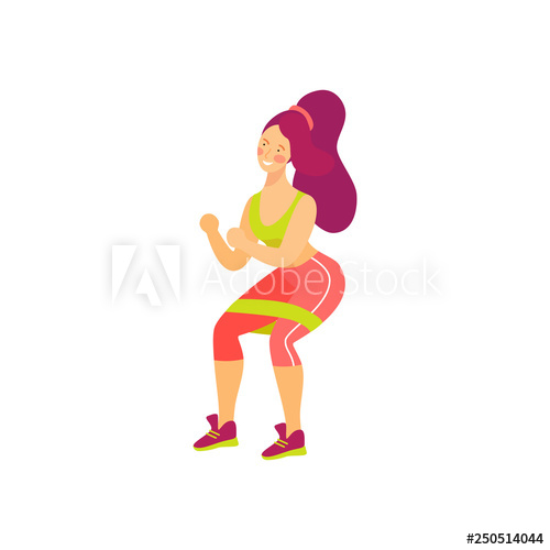 500x500 Vector Illustration Of A Girl Squatting With A Rubber Band