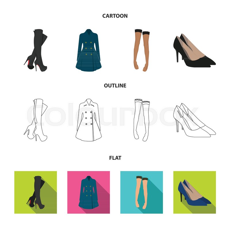 800x800 Women High Boots, Coats On Buttons, Stock Vector Colourbox