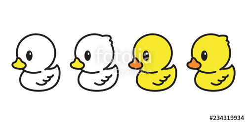 500x250 Duck Vector Icon Logo Rubber Duck Cartoon Character Illustration