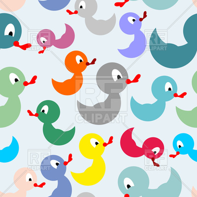 400x400 Colourful Rubber Duck For Bathing, Seamless Pattern Vector Image