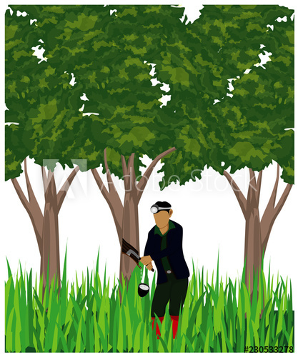 417x500 Agriculturist With Rubber Tree Vector Design