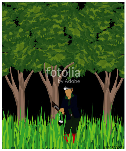 417x500 Agriculturist With Rubber Tree Vector Design Stock Image