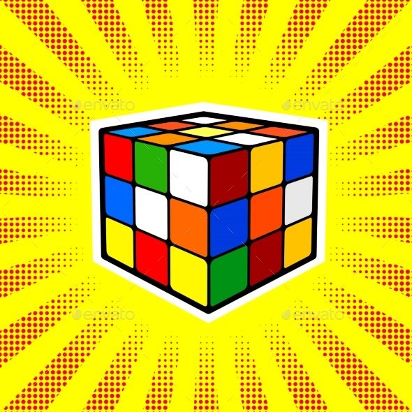 590x590 Rubik Cube Comic Book Style Vector