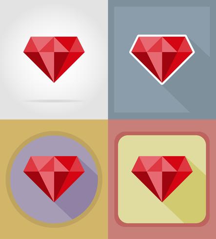 443x490 Ruby Casino Objects And Equipment Flat Icons Vector Illustration