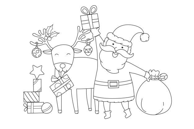 626x416 Santa Claus And Rudolph The Red Nosed Reindeer Vector Vector
