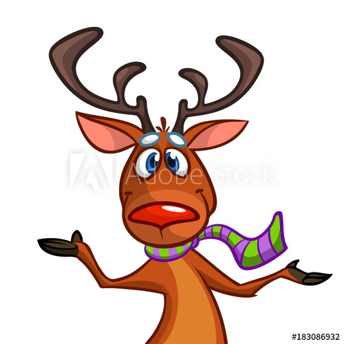 Happy Cartoon Christmas Rudolph Reindeer Pointing Hand Vector 500x500 Happy Cartoon Christmas Rudolph Reindeer Pointing Hand Vector