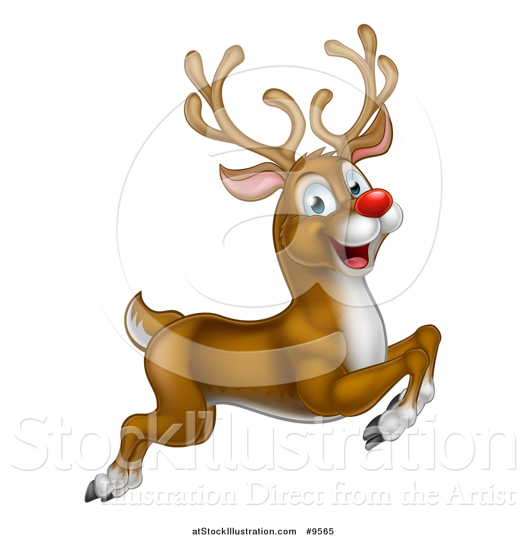 Vector Illustration Of A Happy Rudolph Red Nosed Reindeer Leaping 1024x1044 Vector Illustration Of A Happy Rudolph Red Nosed Reindeer Leaping