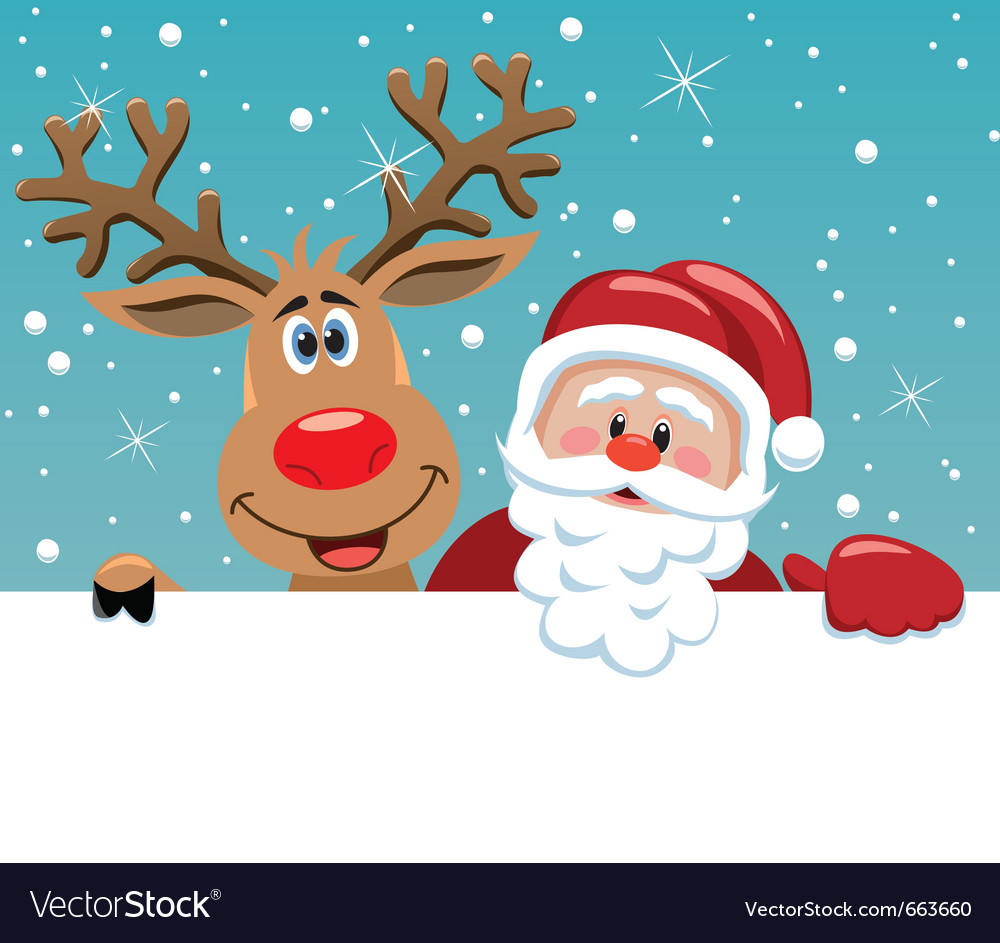 Santa Claus And Rudolph Deer Vector 1000x943 Santa Claus And Rudolph Deer Vector