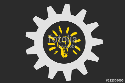 500x334 Rueda Con Engranaje Y Bombilla De Una Idea Stock Image