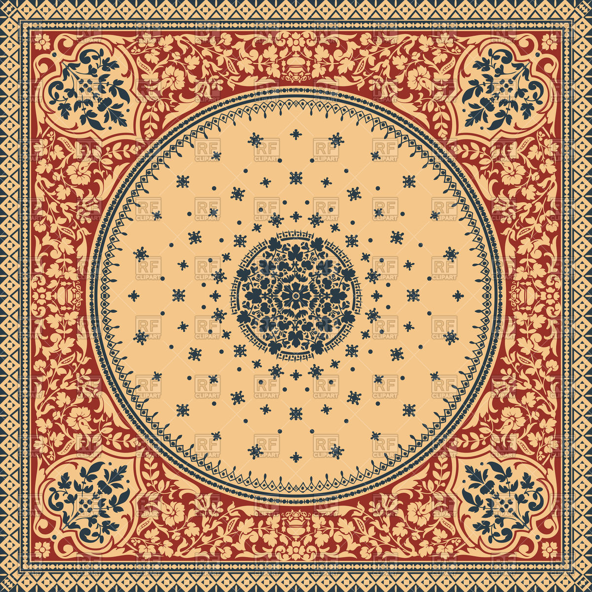 1200x1200 Ethnic Floral Paisley Medallion Ornamental Rug Vector Image