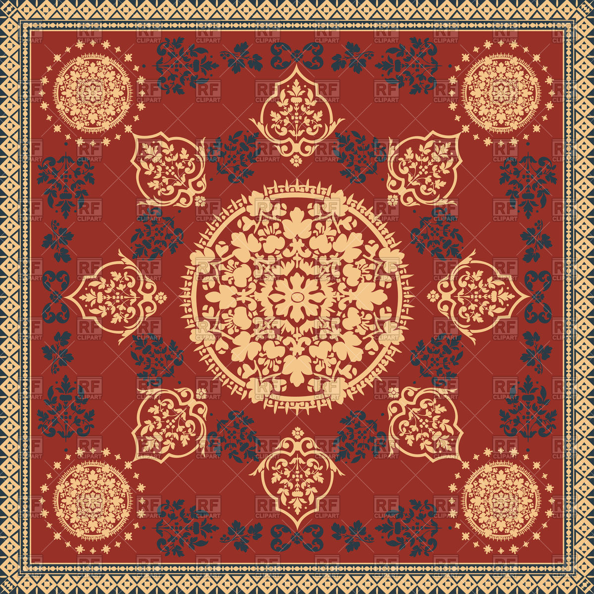 1200x1200 Victorian Floral Paisley Medallion Ornamental Rug Vector Image