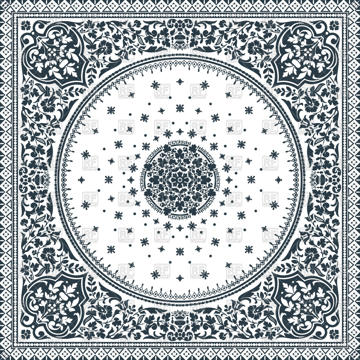 1200x1200 Victorian Floral Paisley Medallion Ornamental Rug Vector Ethnic