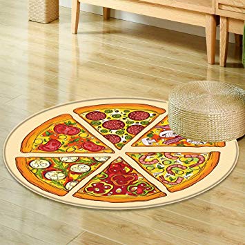 355x355 Round Area Rug Vector Illustration Of Tasty Pizza