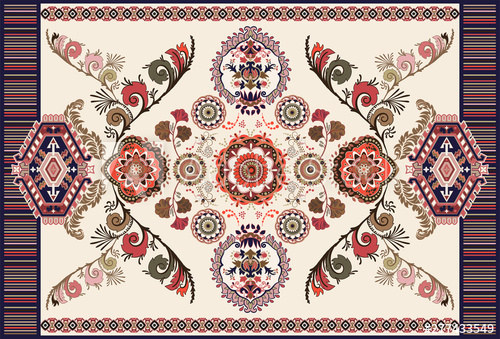 500x339 Colorful Botanical Vector Design For Rug, Towel, Carpet, Textile