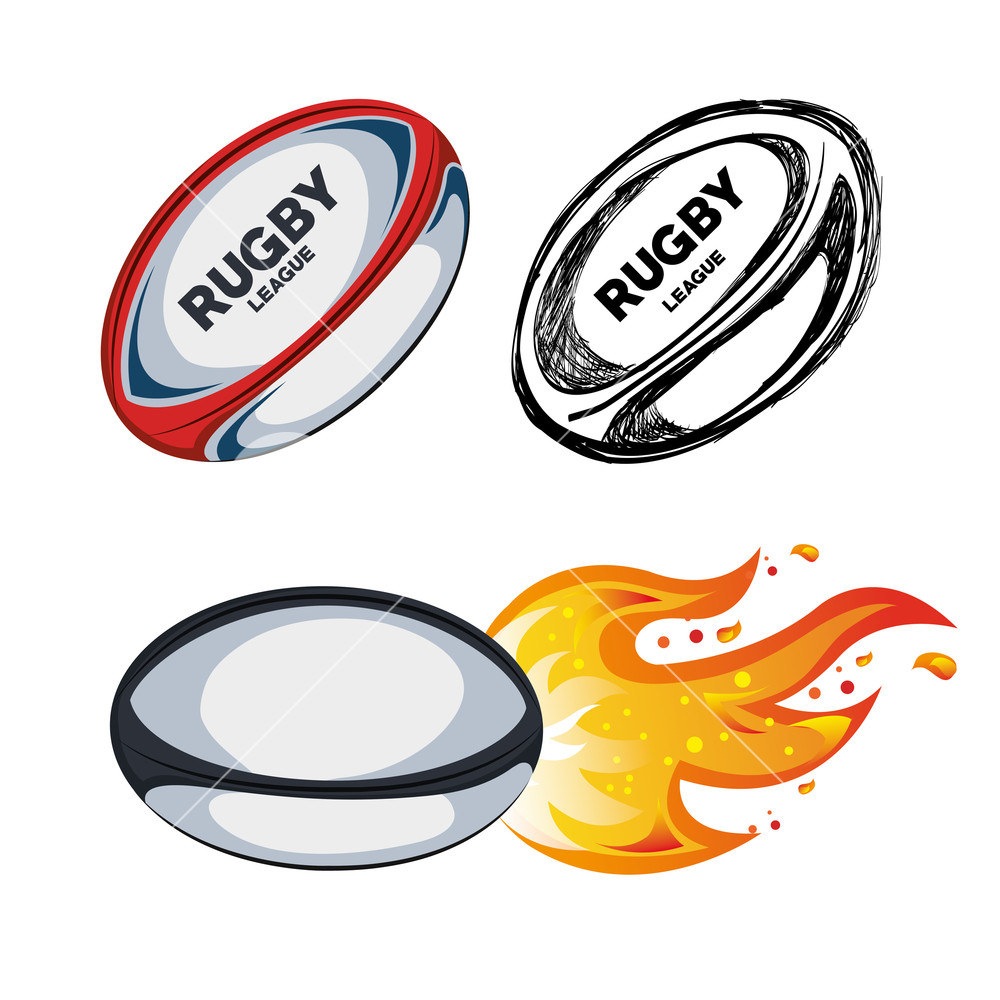 1000x1000 Collection Ball Rugby White Background Design Vector Illustration