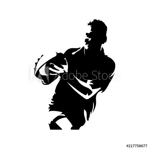 500x500 Rugby Player With Ball In Hands, Running Athlete Team Sport