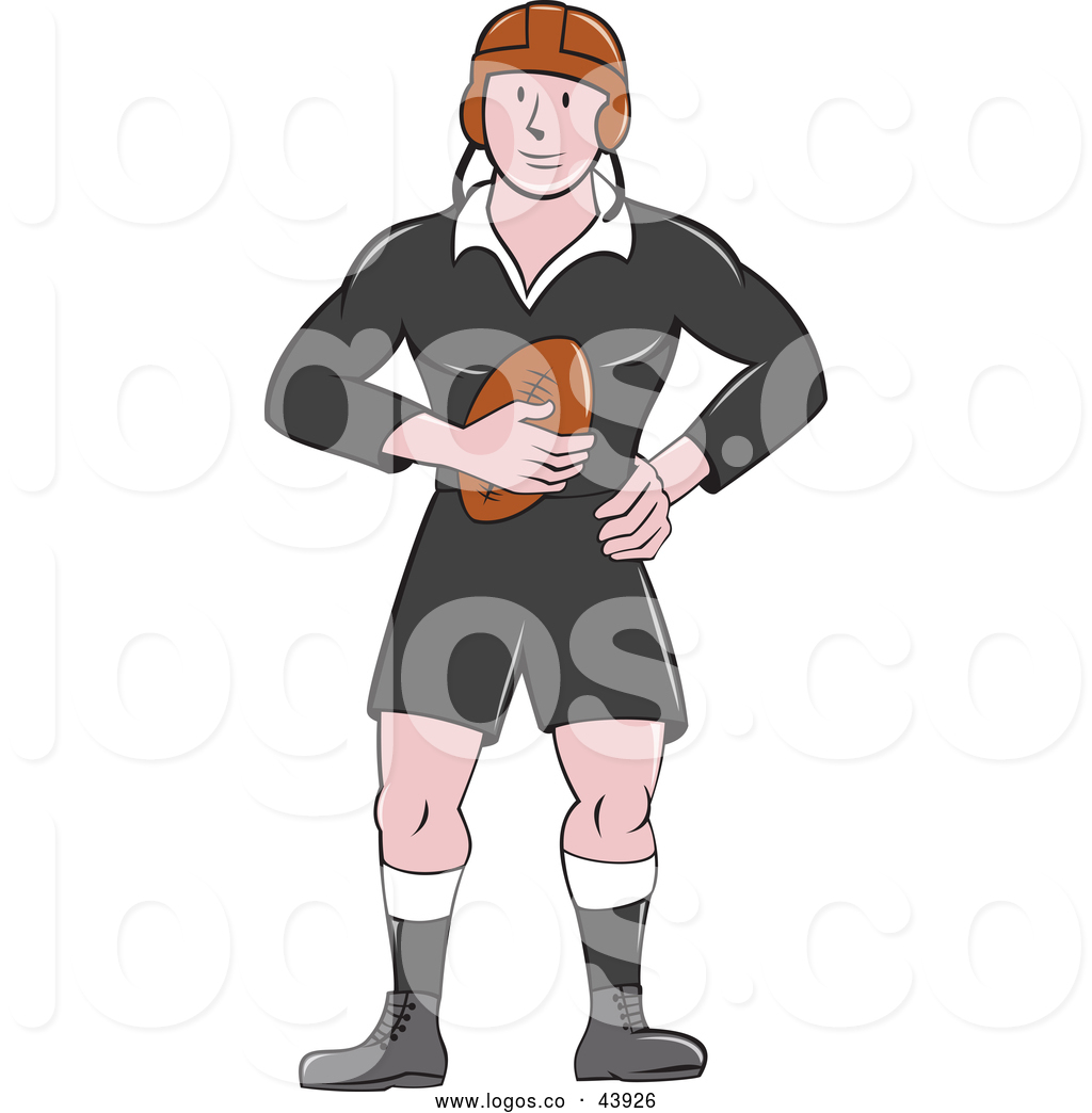 1024x1044 Vector Logo Of A Cartoon White Male Rugby Player Holding Ball