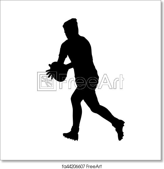 561x581 Free Art Print Of Running Rugby Player Holding Ball, Vector