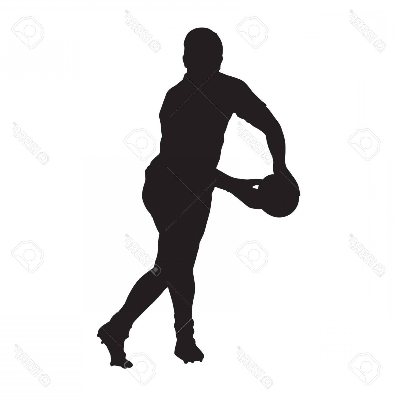 1560x1560 Photostock Vector Rugby Player Passing Ball Vector Silhouette