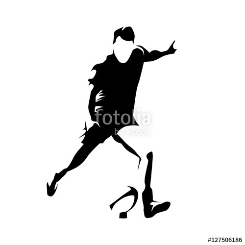 500x500 Rugby Player Kick Ball, Abstract Vector Silhouette Stock Image