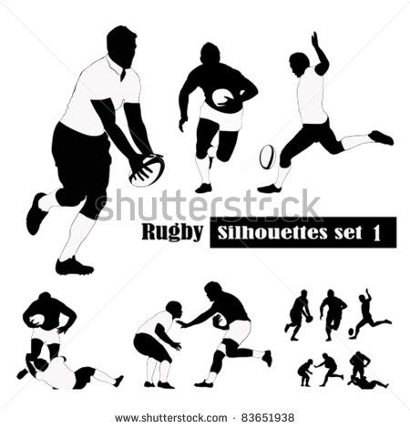 450x470 Rugby Silhouettes Set Vector Illustrations Wood Work Rugby