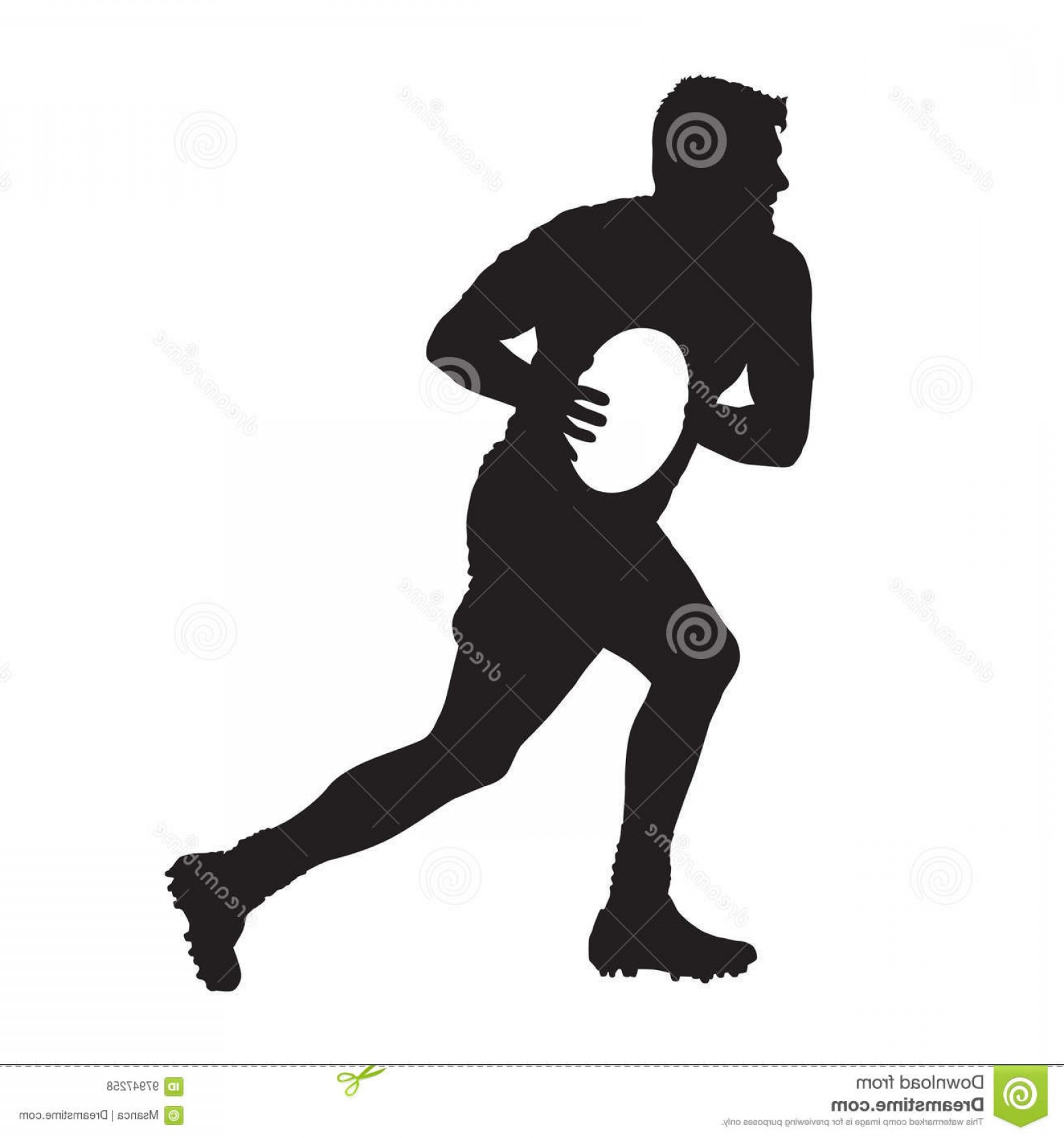 1560x1668 Stock Illustration Running Rugby Player Ball Vector Silhouette