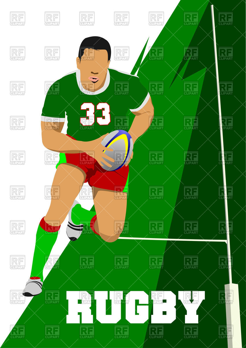 851x1200 Green Poster With Silhouette Of Rugby Player Vector Image Of Sport