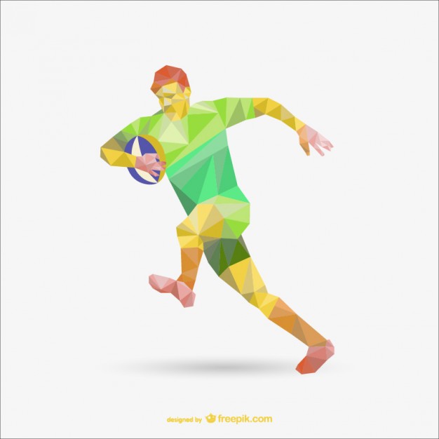 626x626 Polygonal Rugby Player Illustration Vector Free Download