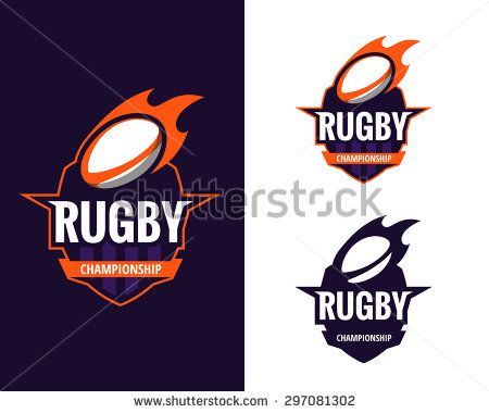 450x380 Set Of Colorful Rugby Logo Labels Vector Illustration