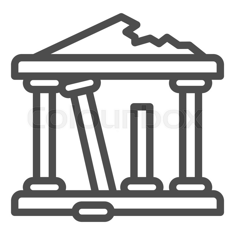 800x800 Greek Ruins Line Icon Architecture Stock Vector Colourbox
