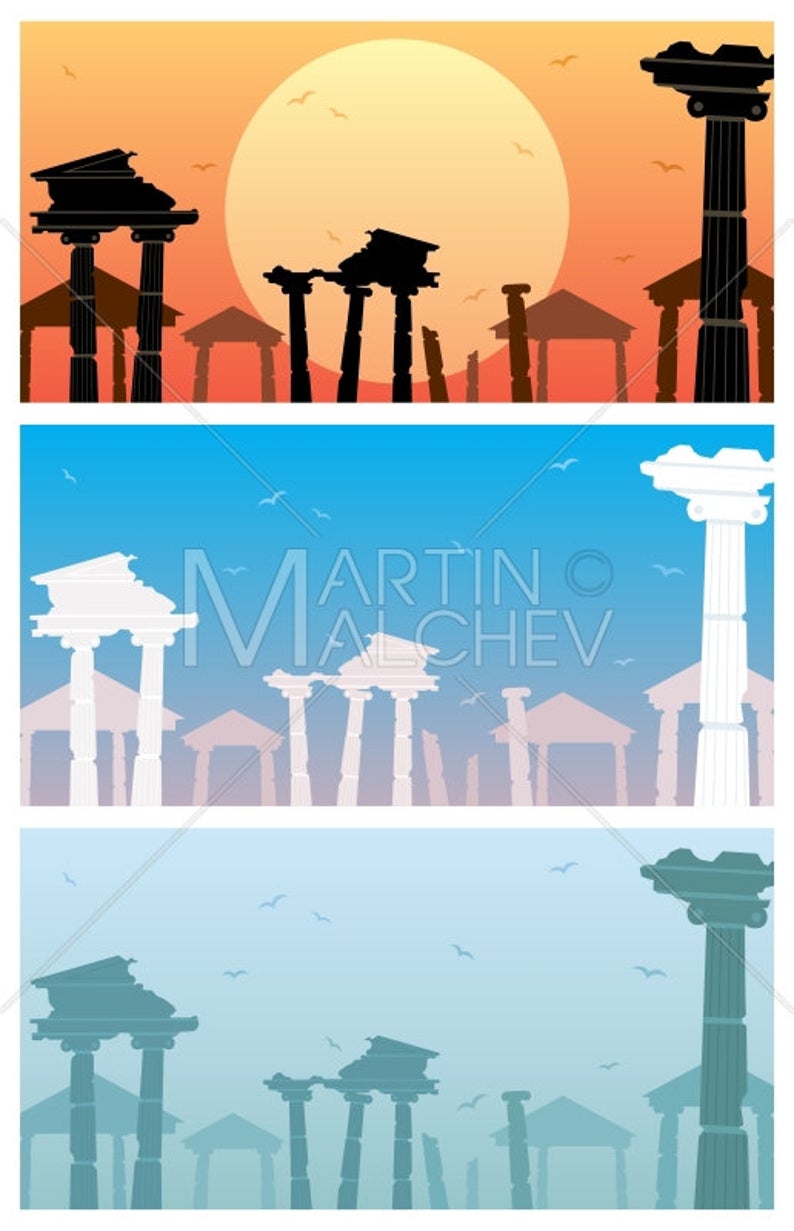 794x1231 Ruins Vector Illustration Ruin Remains Rubble Antique Etsy