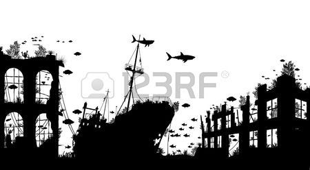 450x248 Stock Vector In Mallorie Underwater Art, Silhouette