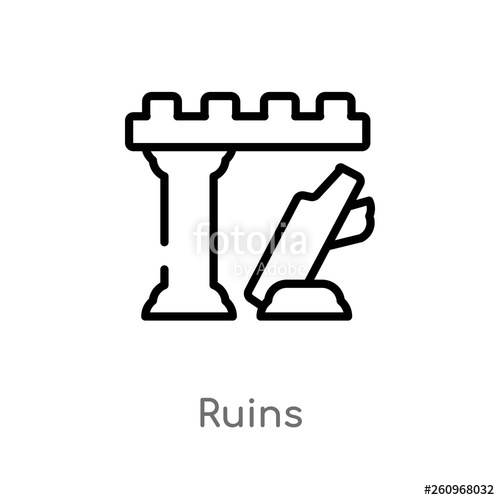 500x500 Outline Ruins Vector Icon Isolated Black Simple Line Element