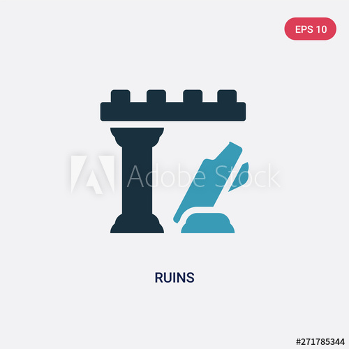 500x500 Two Color Ruins Vector Icon From Nature Concept Isolated Blue
