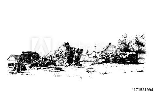 500x300 Fortress Ruins Vector On White