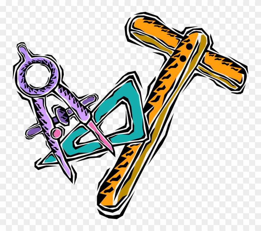 880x780 Vector Illustration Of Drafting Tools Compass, Protractor