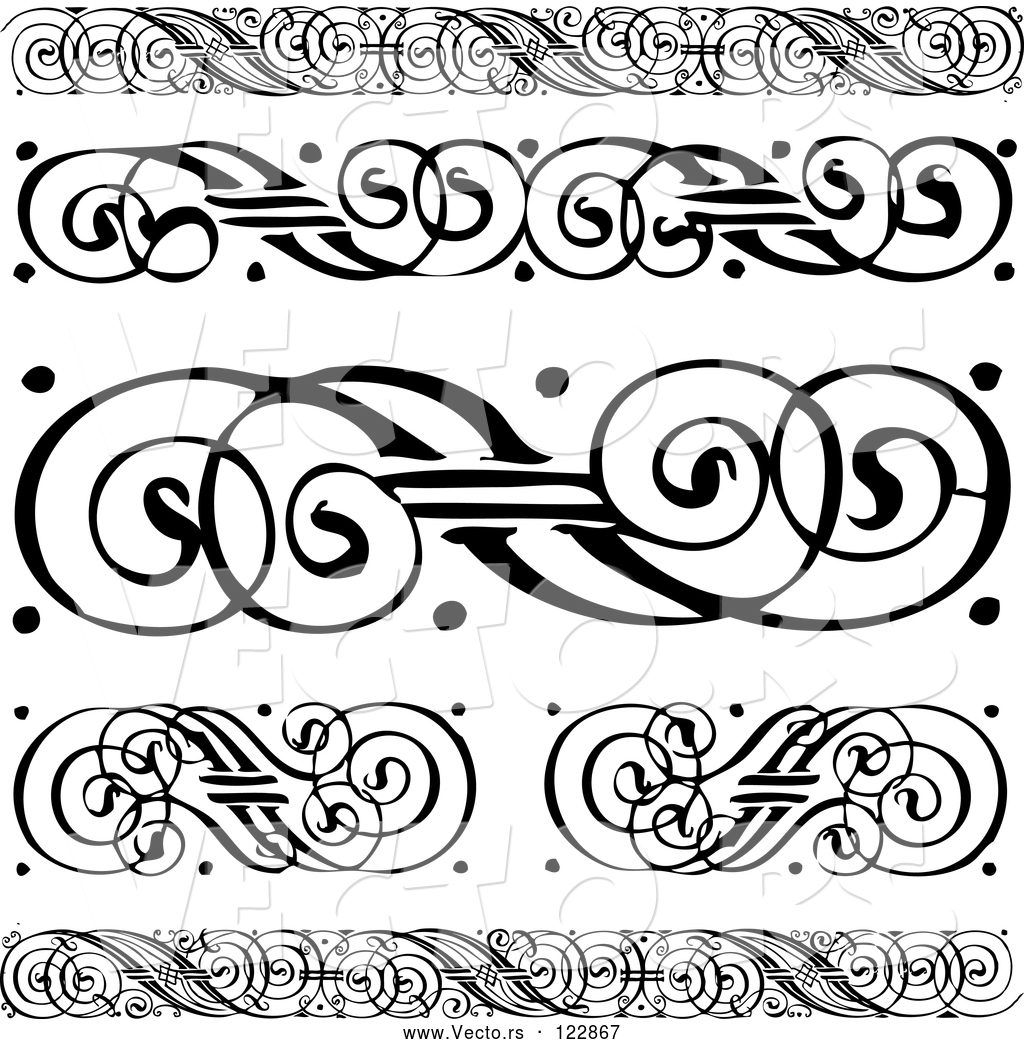 1024x1044 Vector Of Black And White Swirl Borders And Rules