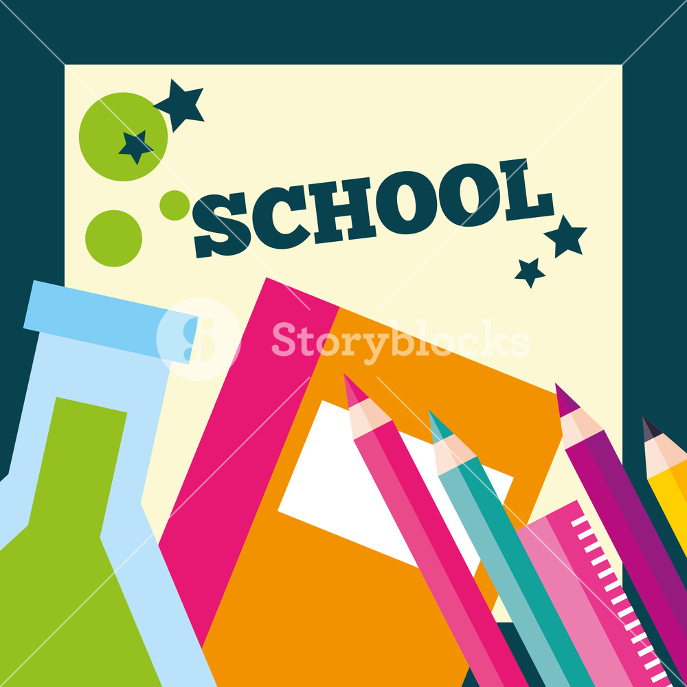 1000x1000 School Supplies Chemistry Book Colors And Rules Vector