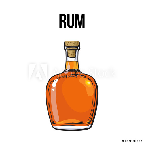 500x500 Full Jamaican Rum Bellied Bottle, Sketch Style Vector Illustration
