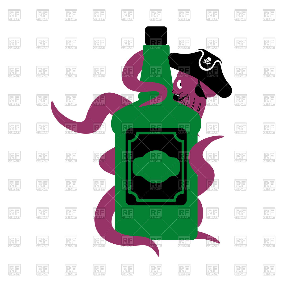 1200x1200 Octopus Pirate And Bottle Of Rum Vector Image Of Plants